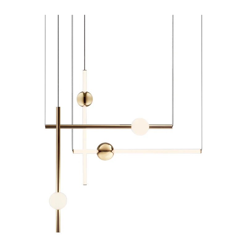 

Minimalist Line Art LED Horizontal Version Pendant Lights Metal Glow Ball For Bar Cafe Tea Shop Engineering Stairs Restaurant