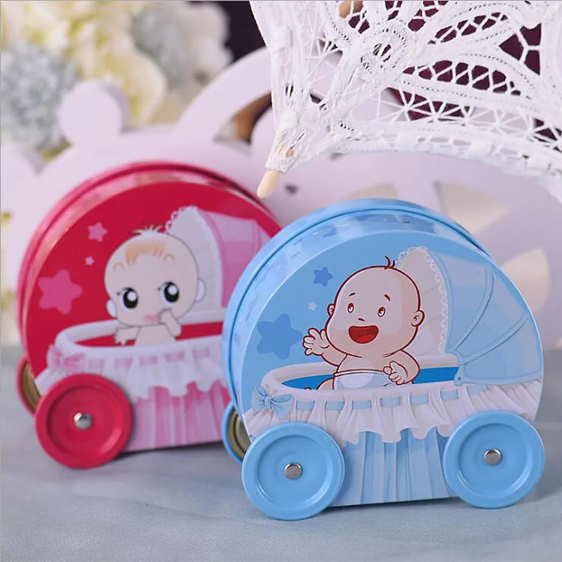 Avebien 10 шт. жестяная, для конфет коробки Baby Shower декор в форме Коляски Baby Shower сувениры для День рождения свадебные подарки