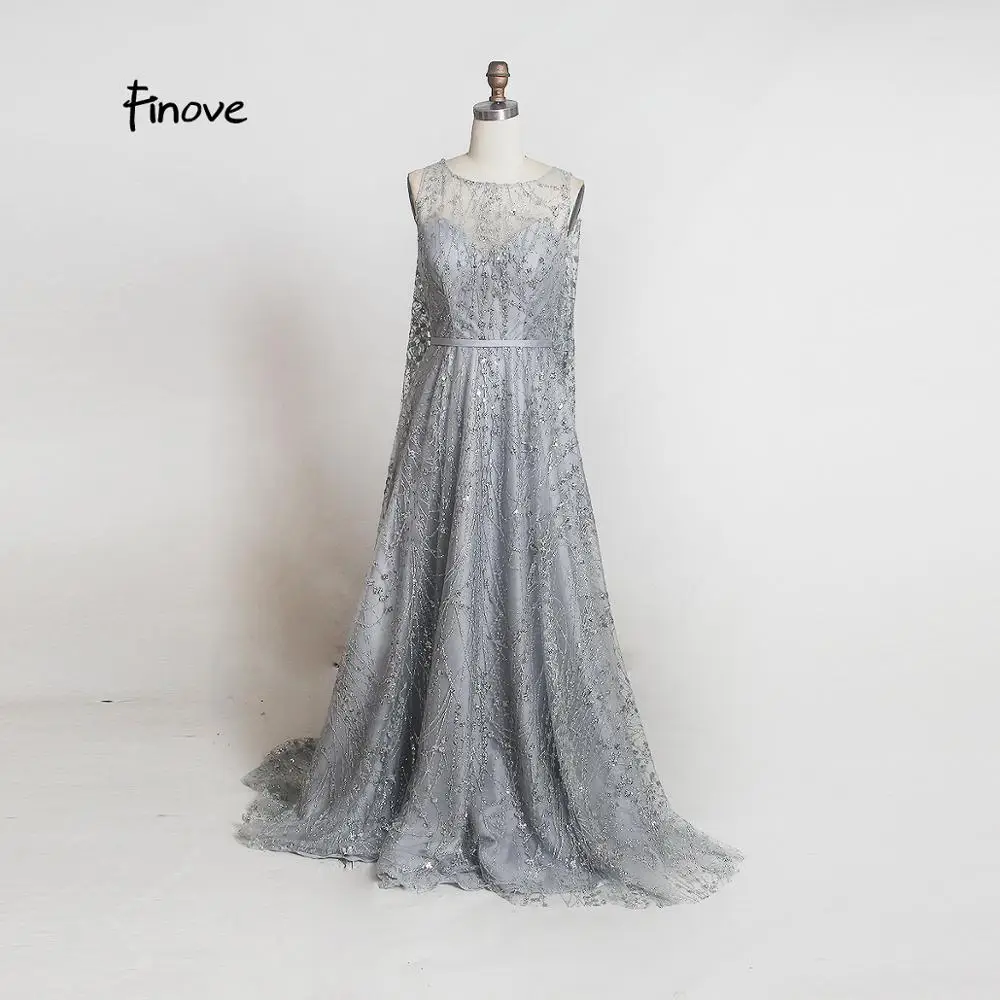 Finove Выпускные платья Длинные Robe De Soiree винно-красное светоотражающее платье с блестками элегантное ТРАПЕЦИЕВИДНОЕ вечернее платье с круглым вырезом для женщин