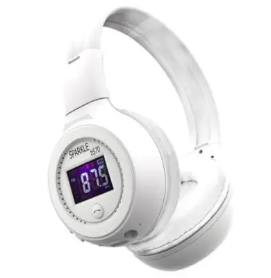 Zealot B570 Bluetooth наушники складные Hi-Fi стерео беспроводные наушники с ЖК-дисплеем экран гарнитура FM радио Micro-SD слот - Цвет: Белый