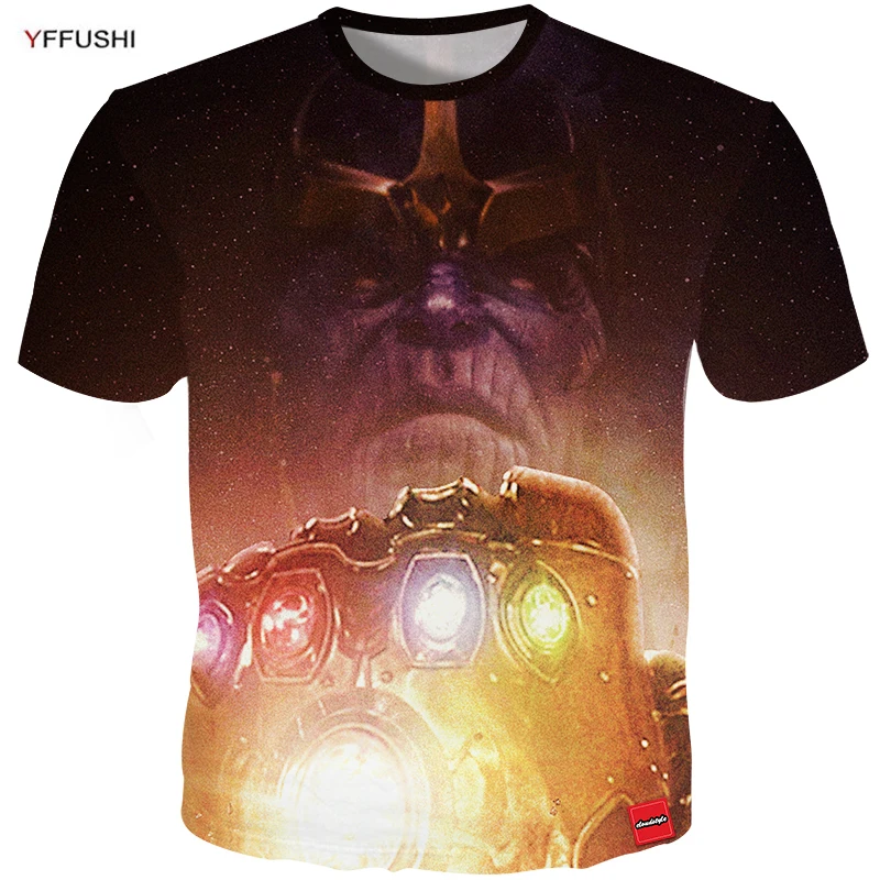 YFFUSHI мужские 3d топы модная футболка с 3D принтом King Thanos облегающая летняя