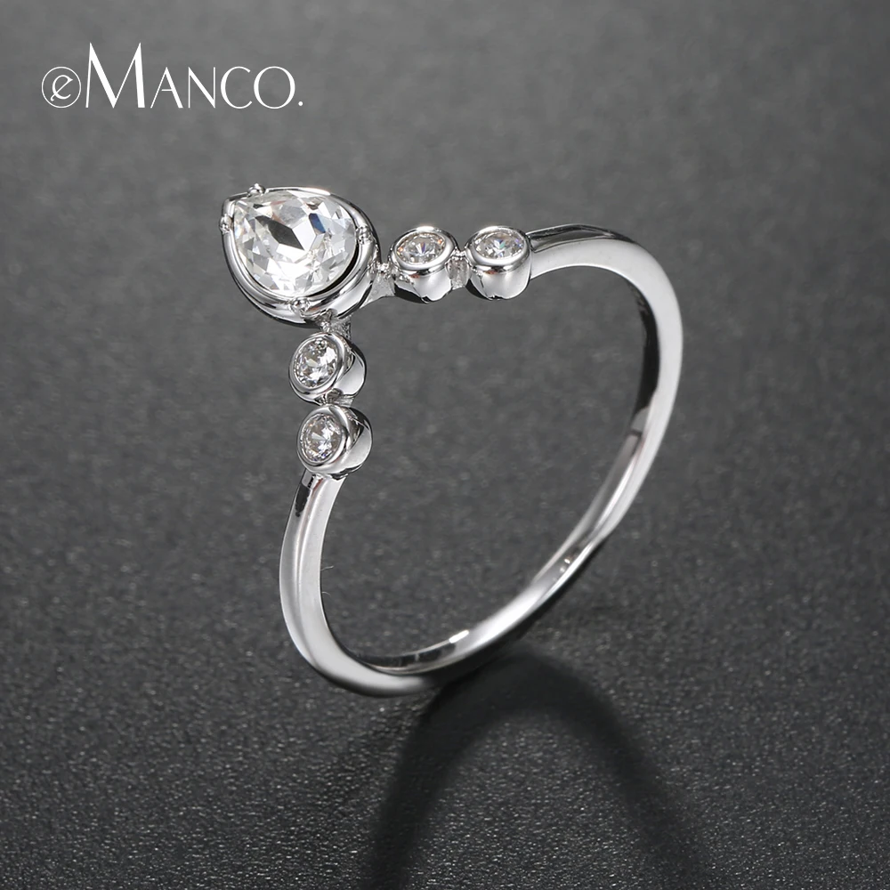 e-Manco 925 Sterling Silver Rings Simple Crown For Women Luxury Cubic Zircon Diamond Ring Fine Jewelry | Украшения и аксессуары