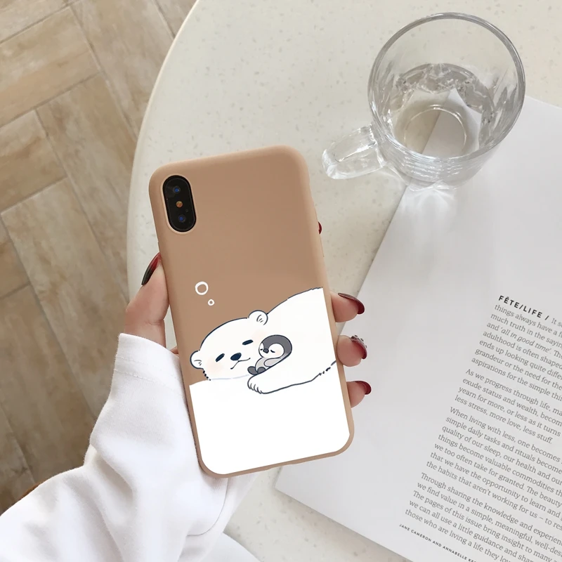 Cute Bear For Iphone x Case Small Fresh Cartoon Phone 6s 7 8 plus xs max xr All-inclusive Shatter-resistant |