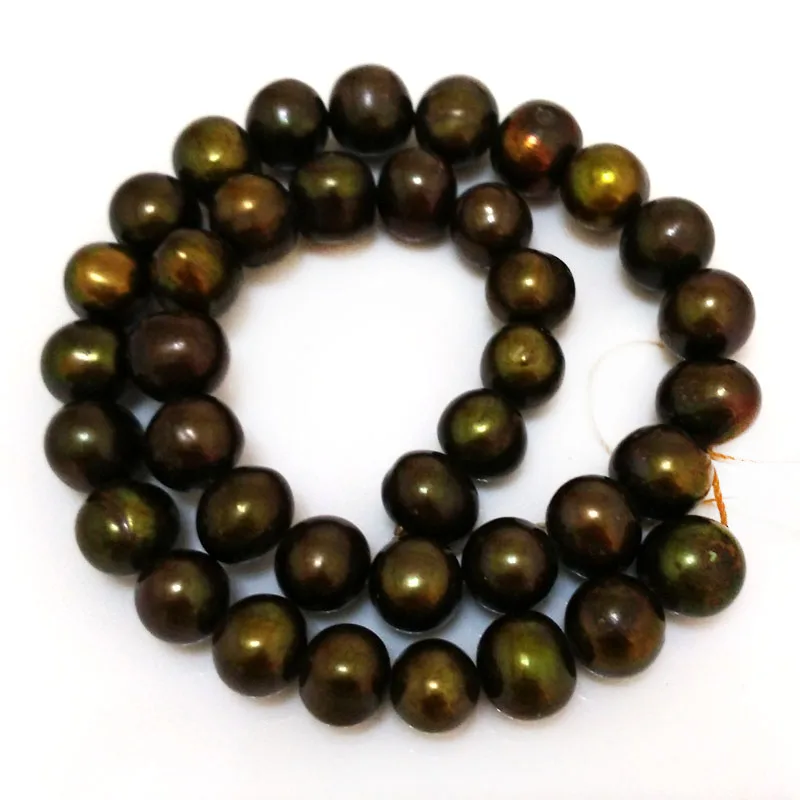 

16 inches 12-13mm Dark Green Natural Large Potato Pearl Loose Strand