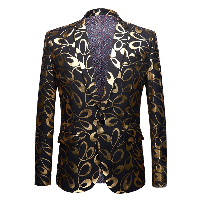 Мужской Блейзер YUNCLOS золотисто розовый облегающий блейзер с цветочным узором