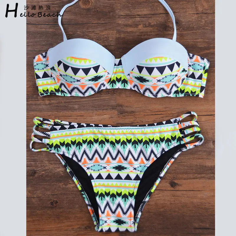 Пуш-ап бикини 2016 Новый сексуальный купальник с принтом купальный костюм