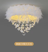 simple modern nordic round feathers warm romantic personality fashion girl bedroom led ceiling lamp