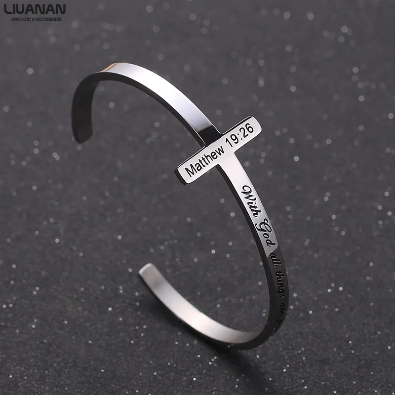 Браслеты из нержавеющей стали с выгравированными крестиками 4 разных