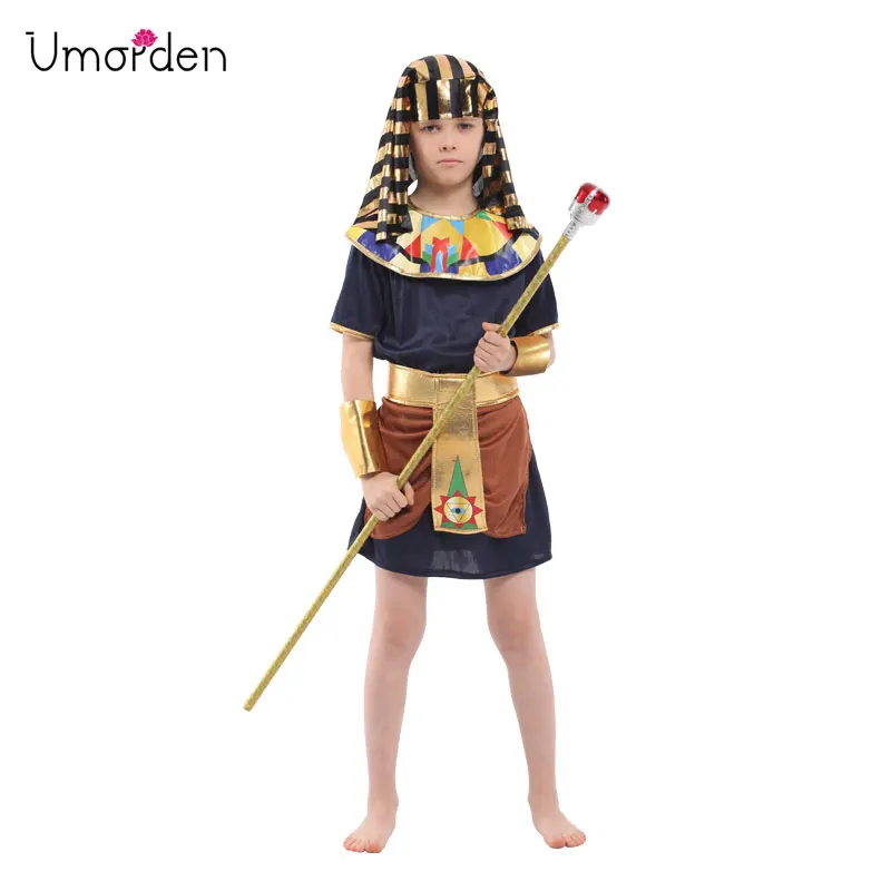 

Umorden Purim Halloween Egypt King Prince Warrior Costume Boy Kids Fantasia Egyptian Pharaoh Cosplay Children Carnival Dress