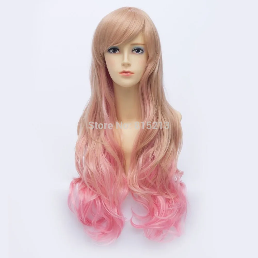 9229 Harajuku Постепенное Розовый Длинные Волнистые Косплей Аниме Парик Костюма -