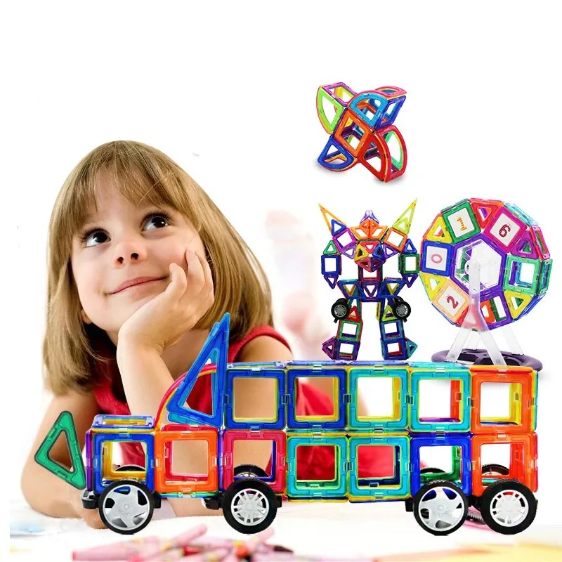 

27-133pcs Big Size Magnetic Bocks Magnetic Constructor Set Kids Magnetic Designer Model & Building Toy Educational Toys For Kids