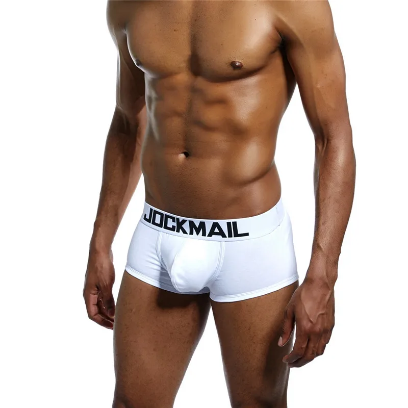 JOCKMAIL, фирменное Мужское нижнее белье, боксеры, трусы, хлопок, u-образный выпуклый мешочек, Cuecas, боксеры, Calzoncillos Hombre, Мужские боксерские шорты для геев, трусы