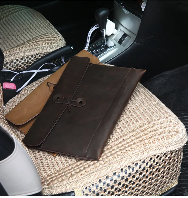 Men's Crazy horse leather clutch bag vintage genuine handbag high quality A4 document iPad casual organizer case | Багаж и сумки