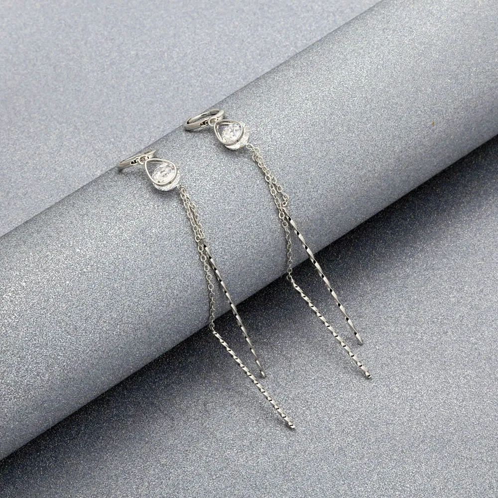 FINDYOU Long Tassels Drop Earrings For Women Water Shape Cubic Zirconia Dangle Fashion Jewelry Best Gift E0104 | Украшения и