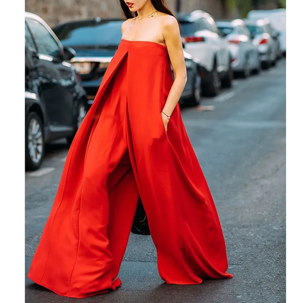 Женский комбинезон с открытыми плечами повседневный однотонный Свободный