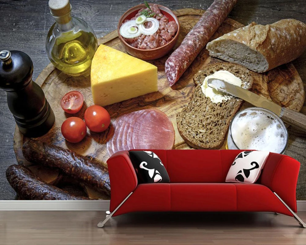 Настенные обои на заказ для кухни пива и еды фон ресторана бара декоративные