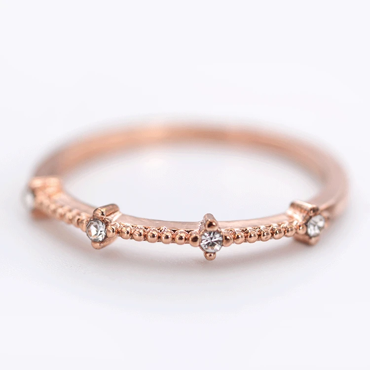 Rose Gold CUTEECO розовое золото цвет классический кубический циркон обручальное кольцо для женщин и девушек Австрийское кольцо с кристаллами Bague Femme - Цвет основного камня: Rose Gold