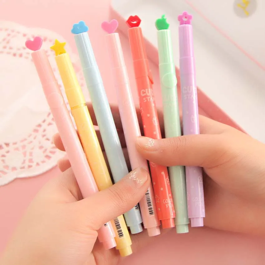 10 шт 6 Цвет Корея Стиль воды ручка модные штамп маркеры фломастер для детей на