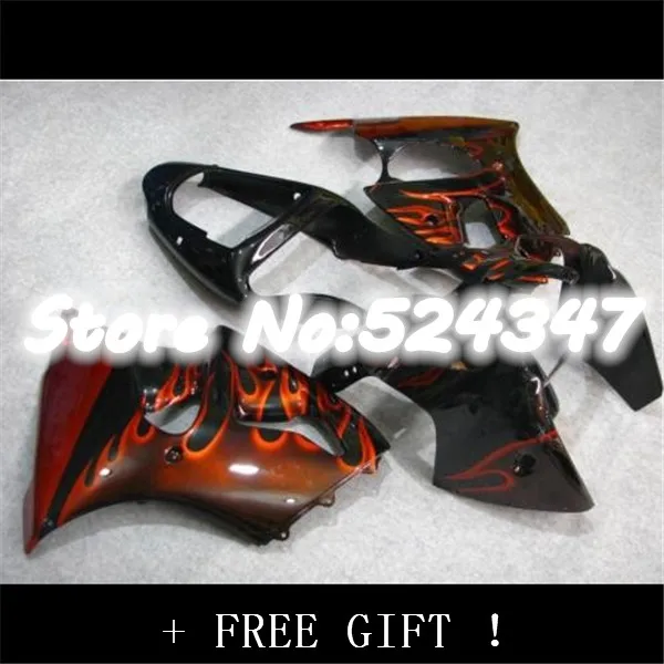 Nn-новый для Kawasaki Ninaj ZX 6R 2000 2001 2002 послепродажный мотоцикл черный красный пламя zx6r 00