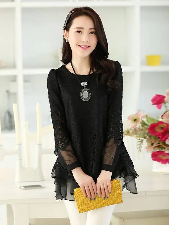 2018 блузка с круглым вырезом Формальная весна и осень Новое поступление топ