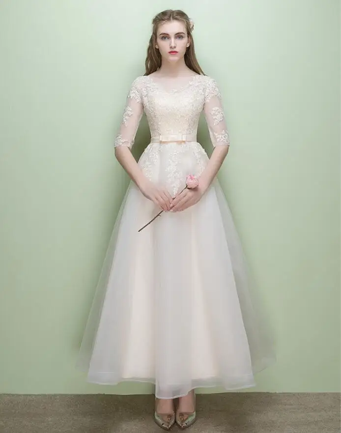 Champagne A Robe de soiree Новое поступление элегантное вечернее платье вечерние платья Vestido de Festa роскошное атласное платье с глубоким вырезом и аппликацией - Цвет: Champagne A
