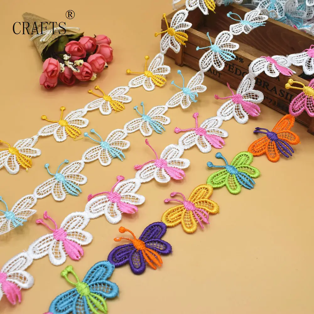 Оптовая продажа 2 ярда красочная кружевная отделка из полиэстера в виде