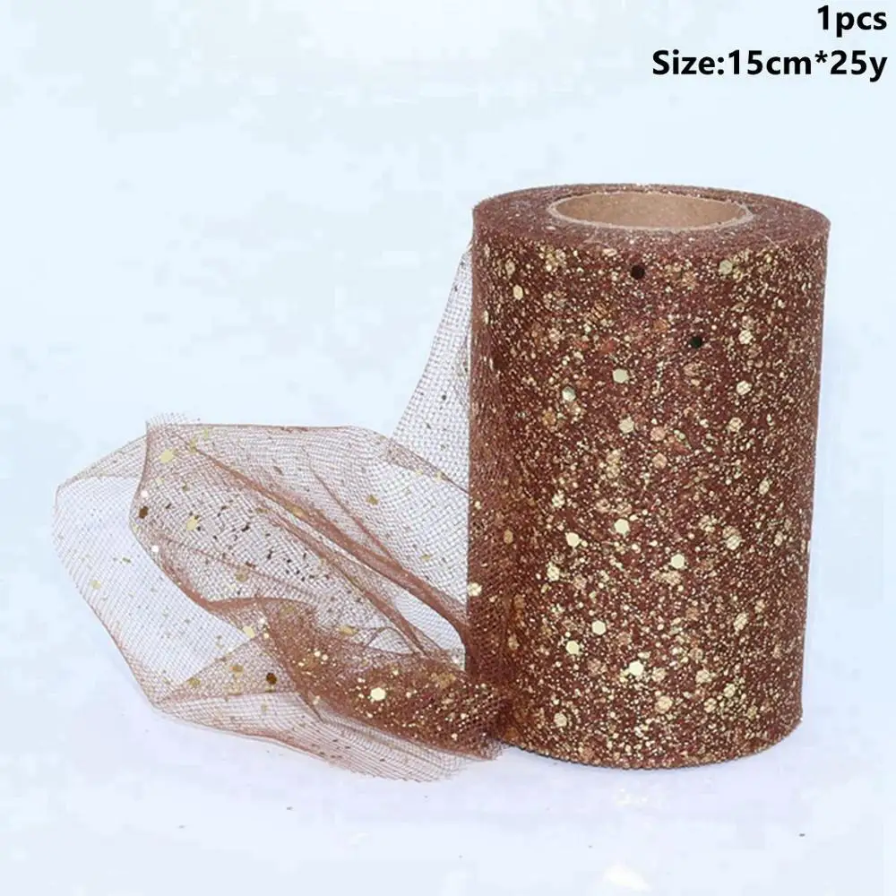 Tulle Roll 22 Taoup 5 см 15 см 30 см органза тюль в рулонах для свадьбы Вечерние Декор день рождения Babyshower блесток сетка тюль рулон ткани ленты 25 ярдов DIY - Цвет: Tulle Roll 22