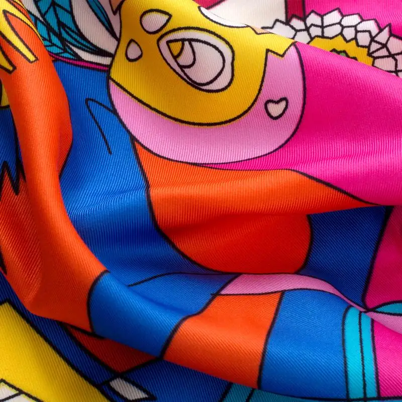 Twill Silk Women Scarf European Fashion Bags Ribbons Print Square Scarves 130*130 cm Brand High Quality Gift Luxury Shawl | Аксессуары