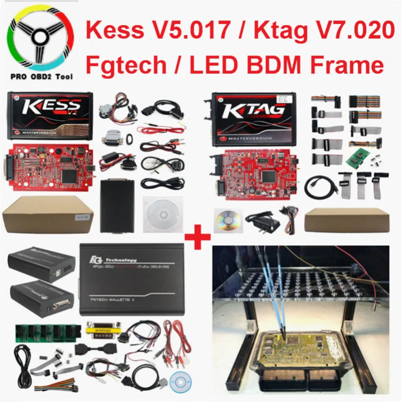Kess Ktag Online Kess V2 V2.53 EU Red Kess V5.017 Master No Token Ktag V7.020 Manager Tuning Kit Ktag V2.23 ECU программист - Цвет: Kess Ktag Fgtech LED
