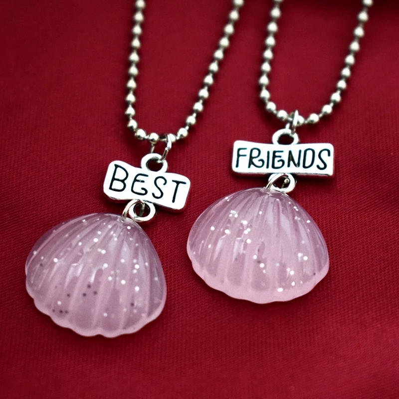 Детское ожерелье лучших друзей моделирование розовый блеск Морская ракушка с