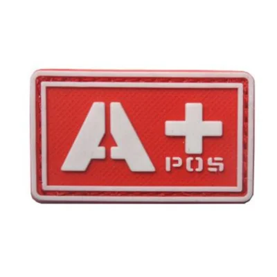 A1 Красные сувениры светящиеся ПВХ Patchs A+ B+ AB+ O+ положительная A-B-AB-O-отрицательная тактика крови патч военный Резиновый значок - Цвет: A1