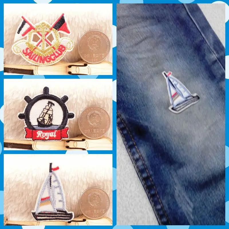 Наклейки на колеса парусной яхты 3 шт./лот железные наклейки ткани с вышивкой