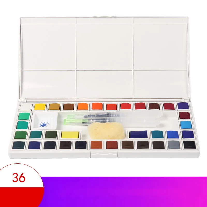 36 colors 18/36 цветной Одноцветный пигмент содержит цветные ручки и губки, прозрачный пигмент для рисования - Цвет: 36 colors