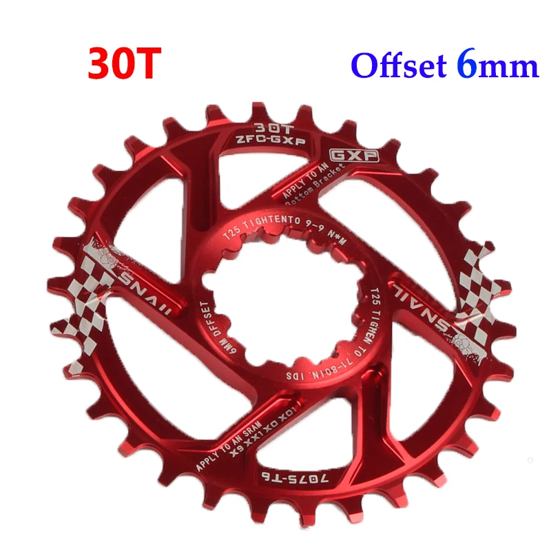 Red-30T Улитка GXP 30/32/34t MTB дорожный велосипед с ЧПУ Chainset 170 мм рукоятки BB звездочка цепной передачи передняя Звездочка Алюминий сплав диаметра окружности болтов для GXP XX1 X9 модными принтами XO X01 - Цвет: Red-30T