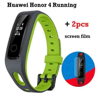 green add film Huawei Honor Band 4 версия для бега спортивный автоматизированный браслет водонепроницаемые Смарт часы 0,95 дюймов AMLED цветной браслет для Android IOS женские и мужские для мальчиков и девочек фитнес слежения браслеты - Цвет: green add film