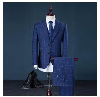 

Loldeal Men's 3 Pieces Suit Elegant Solid One Button Slim Fit Single Breasted Party Blazer Vest Pants Set