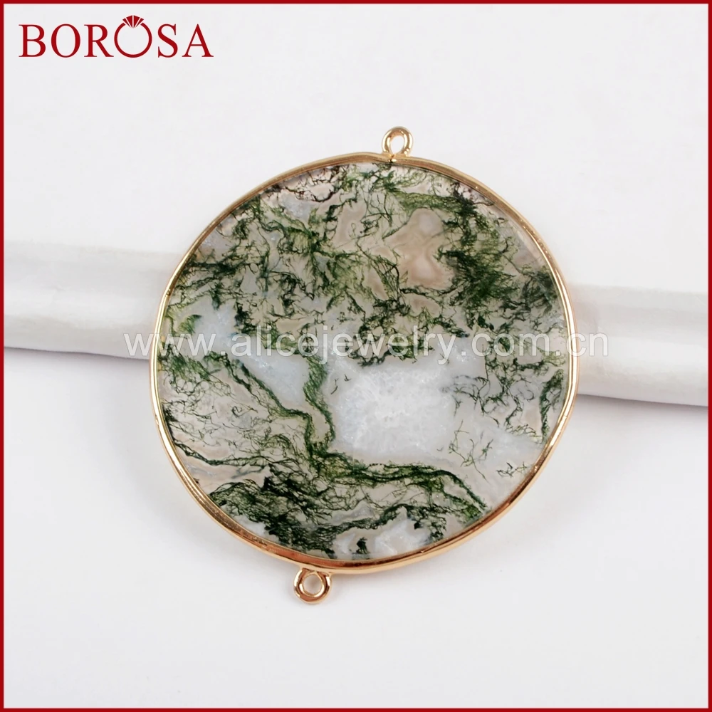 BOROSA 5/10 шт золотой цвет круглый соединительный элемент из агата двойной Bails Drusy