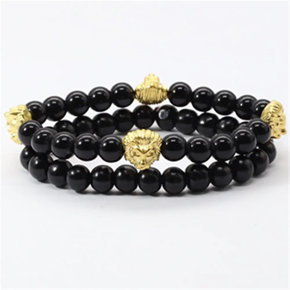 Браслеты мужские и женские винтажные с бусинами из натурального камня |