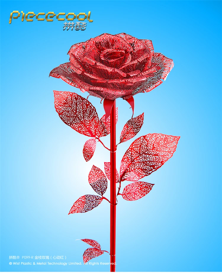 Piececool DIY 3D металлическая головоломка модель Красный Синий Золотой романтическая роза сборка руководство Лобзики Развивающие игрушки для взрослых любовника подарки