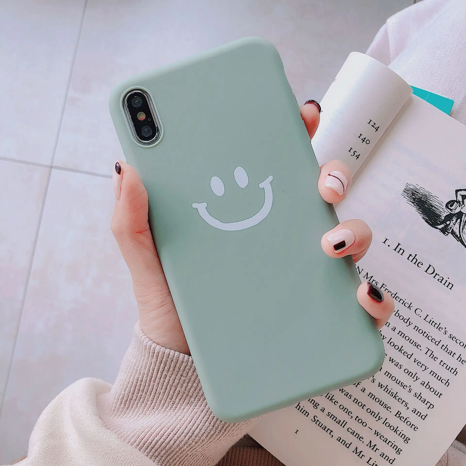 Простой милый чехол для телефона со смайликом iPhone X XS XR Max 6 6S 7 8 Plus матовый Мягкий