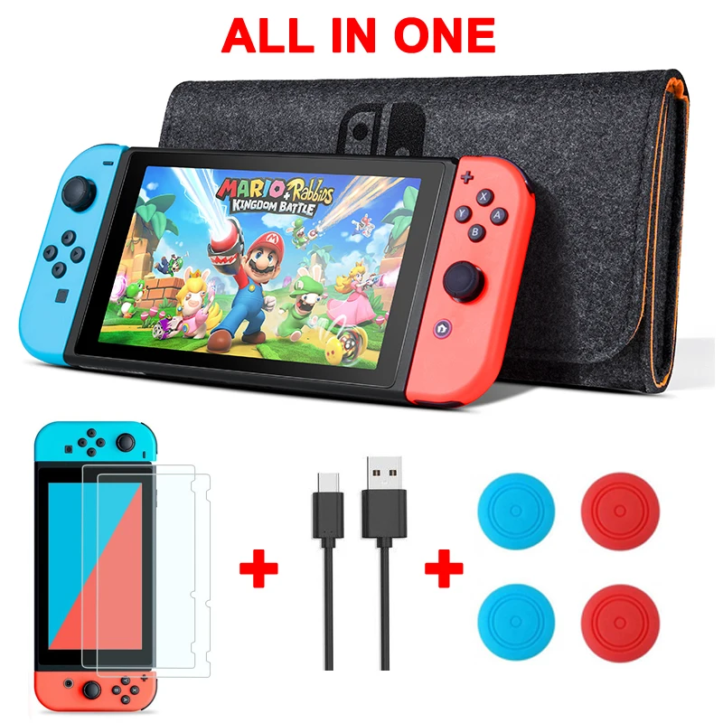 JKING 4 in 1 game accessories set For Nintend Switch Travel Carrying Bag Screen Protector Case Charging Cable | Электроника