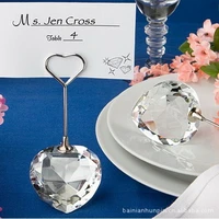 12pcs choice crystal collection heart design crystal place card holders wedding table name card holders favor drop shipping