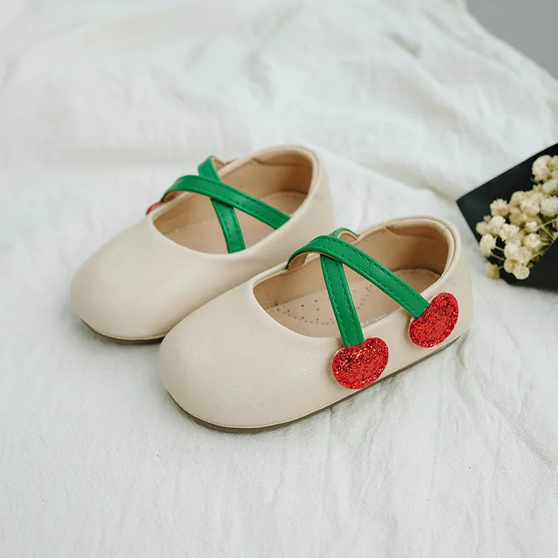 LANSHITINA Baby Shoes Spring Autumn Retro Toddler PU Leather Cherry Girl's Princess Party Tenis-infantil TX006 |