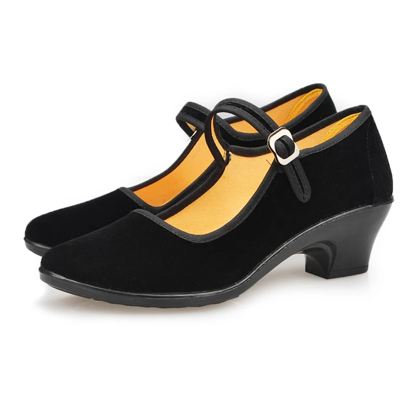 Туфли женские на высоком каблуке с круглым носком резиновой подошве|zapatos mujer|black