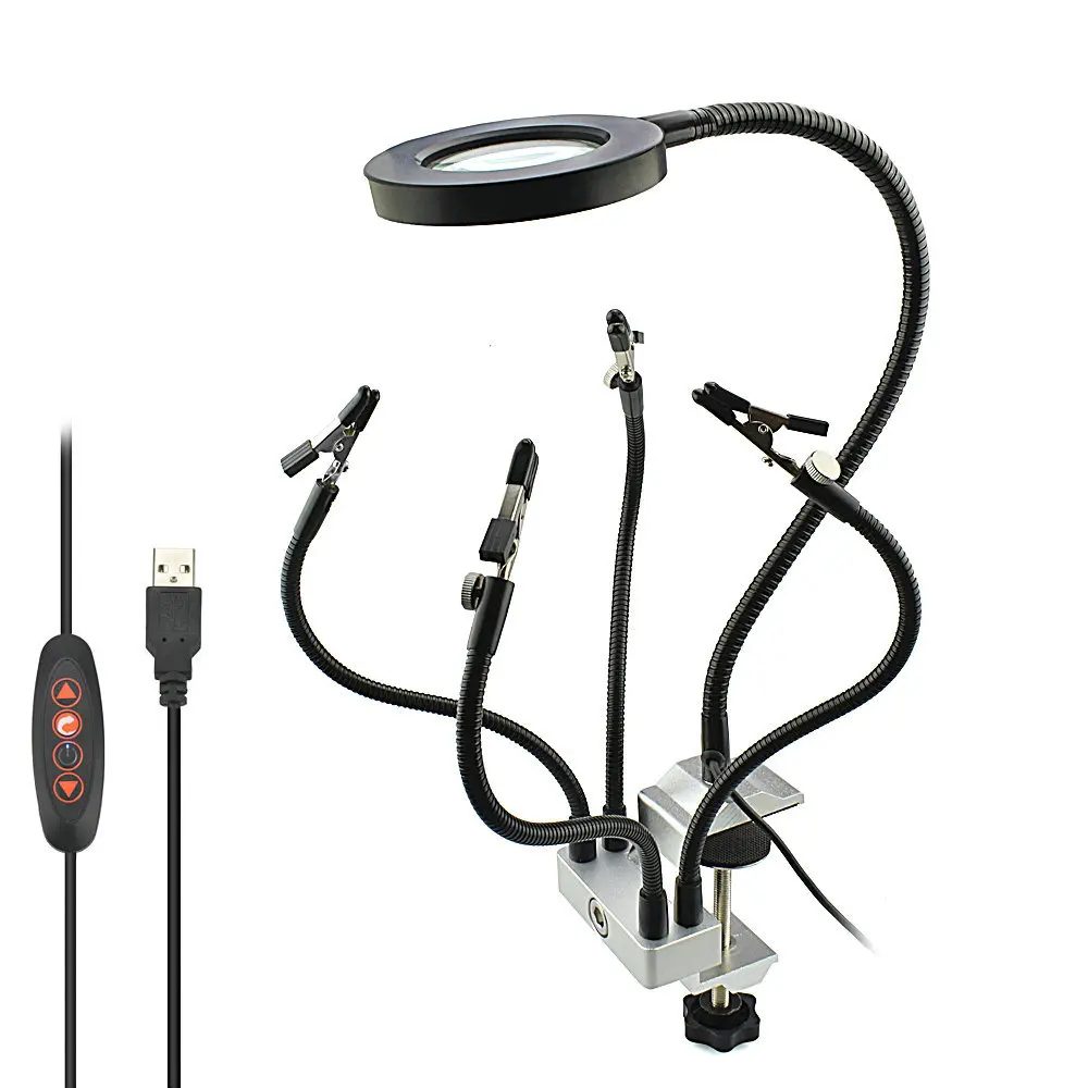 USB LED 3X лупа тиски стол зажим для пайки ручная паяльная станция 5 шт. гибкие руки