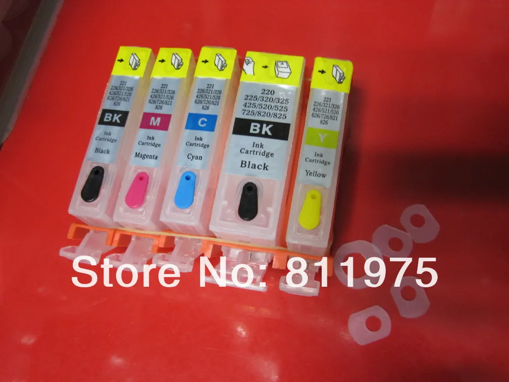 

For CANON pixma IP4810 IP4910 IX6510 MG5210 MG5310 printer PGI-125BK CLI-126 refillable ink cartridge with permanent chips