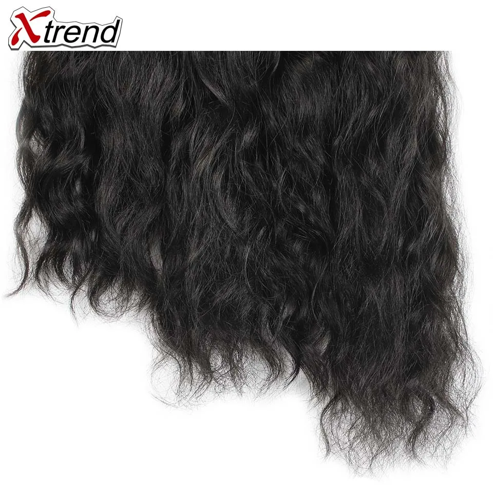 Xtrend, синтетические волнистые волосы, 16, 18, 20 дюймов, 5 шт./упак., 170 г, волосы для наращивания, черный цвет, пряди для женщин