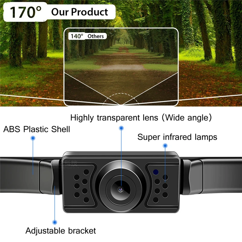 YuanTing Car Rear View Reversing Camera with Angle 14 LED Lights Night Vision IP68 Waterproof Universal Backing Guide Lines | Автомобили и