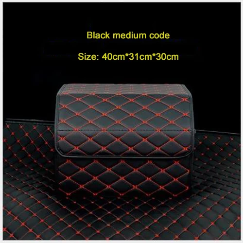 Black Red40cm Складная сумка для хранения в багажник автомобиля Органайзер с крышкой портативный автомобильный органайзер для хранения из искусственной кожи авто багажник Коробка органайзер - Цвет: Black Red40cm