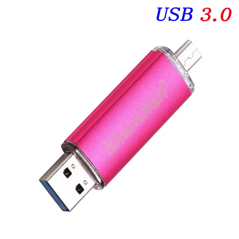 SHANDIAN USB 3,0 Смартфон USB флэш-накопитель OTG микро карта памяти смартфон U диск 4G/8G/16G/32G/64G память подарок - Цвет: Pink